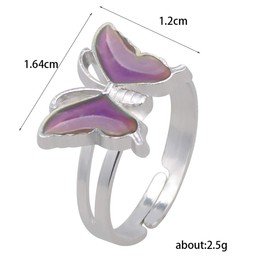 swqfzki Mood Rings 2 Pcs Butterfly Color Changing Color Emotion Feeling Adjustable Size Finger Ring Womens Girls