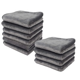 Makeup Remover Cloths for Face, Eye, Lips - Flannel Face Cloth Reusable Makeup Remover Pads Soft Microfiber Facial Cleansing Cloths 8 x 8 inch 10 Pack Gray