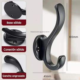 5 ganchos de pared de aleación de aluminio, soporte de pared moderno sólido con tornillos, fácil de instalar, adecuado para ganchos para el hogar, cocina, baño, ropa negra