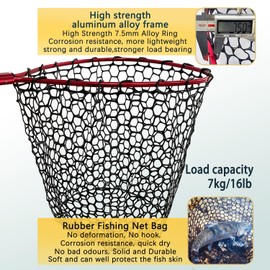 Fishing net (Foldable 19.68, Red, 38in)