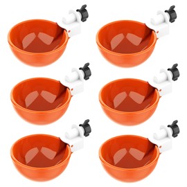 Fayemint Pack of 6 Chicken Drinkers, Automatic Poultry Drinkers, Plastic Chicken Drinkers, for Chickens, Ducks, Pigeons, Turkeys (Orange)
