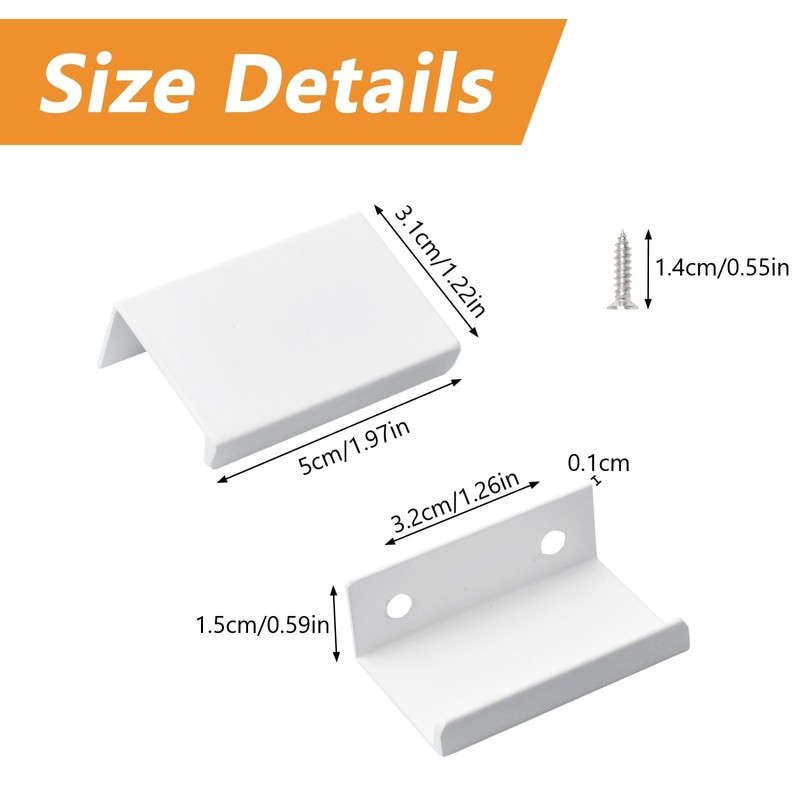 MOROBOR White Mini Finger Edge Pull, 20 PCS Concealed Handle