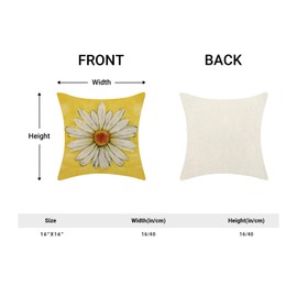 Fall Outdoor Pillow Covers 16x16 Set of 2，Yellow Daisy Flower Throw Pillows Case Autumn Floral Decorative Rustic Pillow Cases Seasonal Farmhouse Cushion Covers for Couch Sofa Bedroom