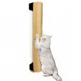 Cat Scratching Post Wall Mounted, 24 inch Tall 3.5 inch Diameter Cat Tree Scratch Post, Hemp Rope Scratcher Posts for Indoor Kittens and Large Cats with Screws
