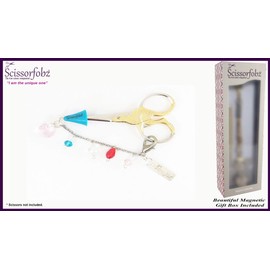 SCISSORFOBZ Scissors Fobs Natural Collection - Key Ring Key chain Bracelet Wristlet Purse Backpack Bag Charm- Quilters Sewers Embroidery Gifts. Beautiful Gift Box Included. N15000108