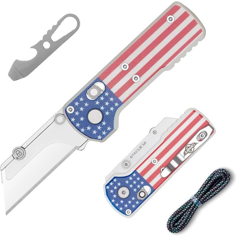 Folding Pocket Utility Knife, Quick Change Box Cutter with Rail