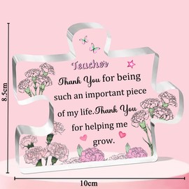 Teachers Gifts Women 2PC Set Acrylic Puzzle Plaque Heart Hanging Ornament Birthday Appreciate Mothers Day Thanksgiving Christmas Present Teacher's Day Thank You Keepsake Retired from Students