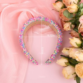 AUEAR, 4 Pack Candy Sprinkle Headband Rainbow Confetti Head Bands Non Slip Wide Padded Glitter Donut Hairbands