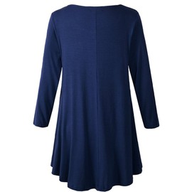 Veranee playera tipo túnica con vuelo, manga 3/4 para mujer, talla grande, marino, XXXL
