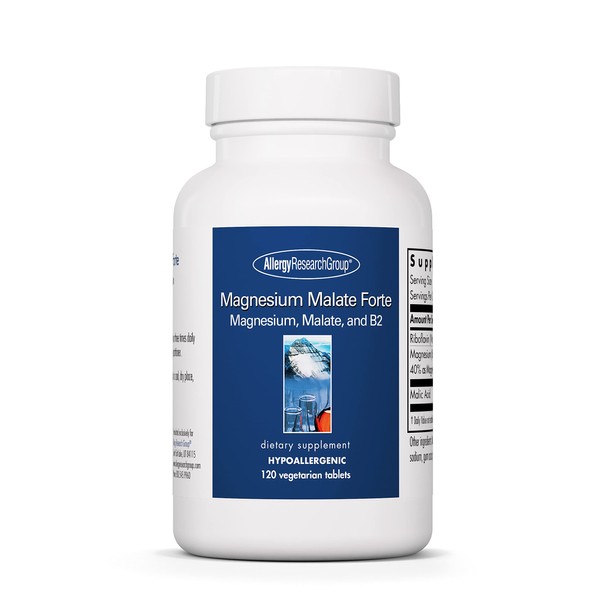 Allergy Research Group - Magnesium Malate Forte - with Riboflavin - Energy Support - 120 Vegetarian Tablets