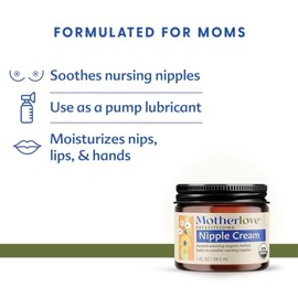 Motherlove Nipple Cream Certified Organic Salve for Sore Cracked Nursing Nipples, 1 Oz. by Motherlove