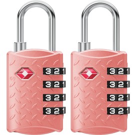 NOVLOCK Suitcase Padlocks – TSA Approved Suitcase Locks with 4-Digit Combination – Travel Padlocks – Textured Luggage Locks for Suitcases, Backpacks, Cases, Bags – 2-Pack, Pink