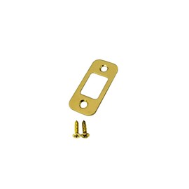 QCAA Solid Brass Deadbolt Strike Plate, Door Backplate, Round Corner, 1"x2-1/4", Polish Brass, 1 Pack, Made in Taiwan