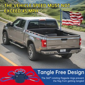 FIASON Tangle Free 5 FT Thickened Flag Pole, Stainless Steel, Suitable for Residential,RV,Truck, Boat, House, Porch, Yard 2 Pack (Blue; Flags and Base Not Included)