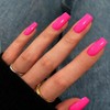 Uñas postizas de gel rosa intenso, largas y cuadradas, uñas