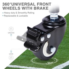 EVER ADVANCED 150 Tennis Capacity Ball Hopper Rolling Ball Cart with Side Pockets, 16.2 x 16.2in Folding Pickleball Basket with Wheels, Sports Equipment Organizer for Baseball Training/Practice, Blue