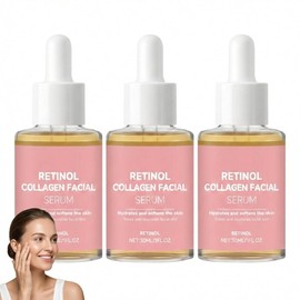 Suero facial de colágeno y retinol, crema facial antienvejecimiento para hombres y mujeres, hidratante para piel seca, crema reafirmante para el rostro, suero facial antiarrugas de noche. (3PCS)