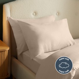 Silentnight Brushed Cotton Pillowcase Pair - Soft Velvety Touch 100 Percent Cotton - Cosy Warmth Feel for Colder Nights - Breathable Lightly Brushed Hypoallergenic Pillowcase, Natural