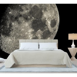 WFBHUA - Moon Wallpaper Dark Night Sky Landscape Mural Living Room Bedroom Kids Room (Not Peel and Stick)