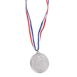 2" Diameter Plastic Silver Medals (Package of 12)