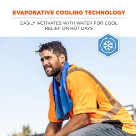 Ergodyne Chill Its 6604 Cooling Towel, Long Lasting Cooling Relief, Microfiber Cleaning Cloth Ends 35.00" x 8.00"