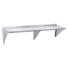 Profeeshaw NSF Stainless Steel Shelf 18” x 48”, 400 lb Commercial Shelves Wall Mounted Metal Shelving with Backsplash and 2 Brackets for Restaurant, Bar, Utility Room, Kitchen and Garage