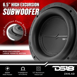 DS18 ZXI6.4D 6.5" High Excursion Car Audio Subwoofer 600W Watts Dual Voice Coil 4-Ohm 4 Magnets (1 Speaker)