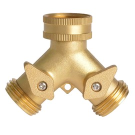 ANCLLO Heavy Duty Brass Y Hose Splitter Garden Hose 2 Way Splitter 3/4" Garden Hose Connector Y Splitter Hose - Lawn Hose Splitter Adapter with 2 Valves