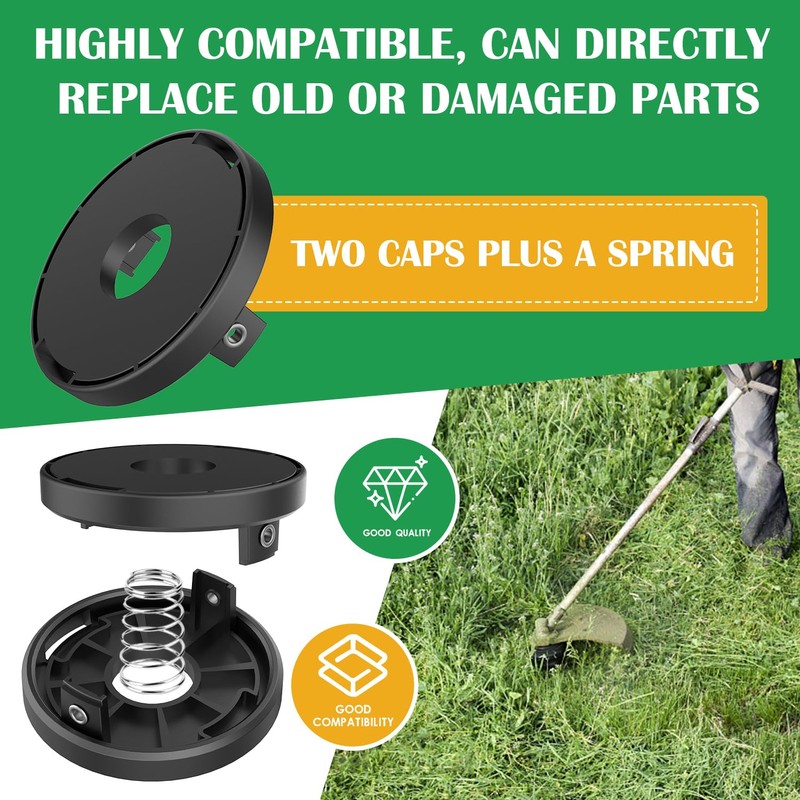 XIJIANG 2 x spool cover, with grass trimmer spring, compatible
