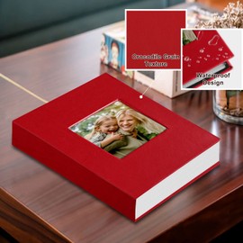 Ywlake Photo Album 4x6 50 Pockets 2 Packs, Small Mini Capacity Leather Photo Albums, Each Pack Holds 50 Top Loader Vertical Only Pictures Red