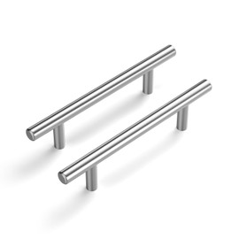 LONTAN 4 Kitchen Cupboard Handles 96mm T-Shaped Kitchen Cabinet Handles for Drawer and Wardrobe Stainless Steel Pulls Suitable for Bedroom, Living Room, Bathroom