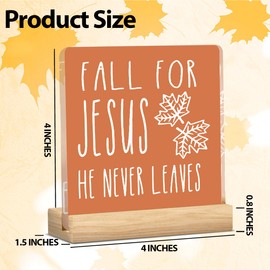 Fall for Jesus He Never Leaves Fall Decor Rustic Fall Jesus Decorations for Home Office Christian Jesus Fall Sign Religious Thanksgiving Acrylic Decor 5 x 5 inches (Acrylic 1706)