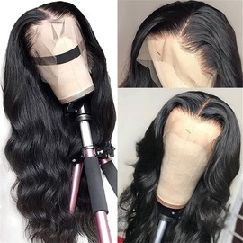 Human Hair Wigs for Black Women Lace Front Wigs for Women Soft Human Hair wig with Lace Front (#1B, 26 Inch)