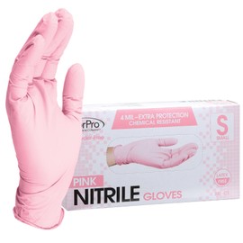 ForPro Professional Collection ForPro Professional Collection Disposable Nitrile Gloves, Chemical Resistant, Powder-Free, Latex-Free, Non-Sterile, Food Safe, 4 Mil, Pink, Small, 100-Count
