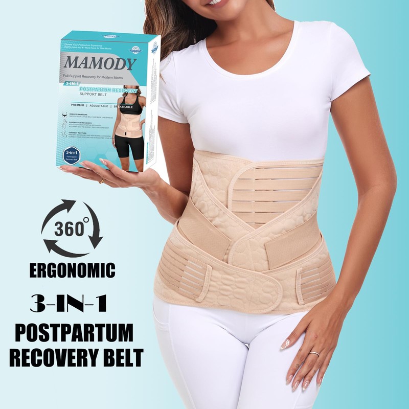 MAMODY 3 in 1 Postpartum Belly Support Recovery Wrap –