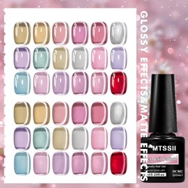 MTSSII 18 Colors Jelly Cat Eye Gel Nail Polish Set, Moonlight Rainbow Glass Crystal Magnetic Gel Polish Nude Pink Red Purple Blue Grey Cateye Nail Polish with Magnet Salon DIY Art Gifts for Women