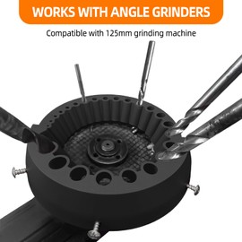 Drill Bit Sharpener Attachment for 125mm Angle Grinders (2-13mm Bits) - Revive Dull Bits & Extend Tool Life (Black)