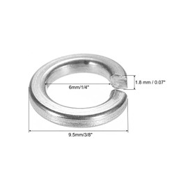 PATIKIL 1/4" Spring Lock Washer, 80 Pack 316 Stainless Steel Split Lock Washer Elastic Gasket Lock Metal Washers for Screws Bolts