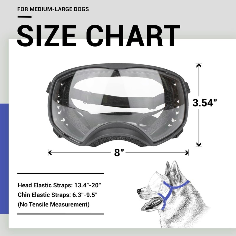 NAMSAN Clear Dog Goggles Medium Large Dog Sport Sunglasses UV