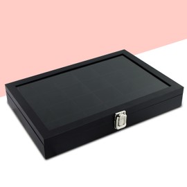 Grinscard Jewellery Box 24 Compartments – Black 35 x 24 x 5 cm – Jewellery Box for Jewellery Storage & Presentation