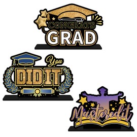 INNORU Graduation Table Centerpieces Set, Acrylic Mastered It Graduation Table Topper Centerpieces You Did It Table Sign Congrats Grad Party Decorations Set of 3