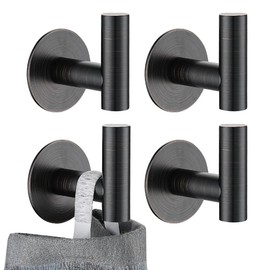 JQK Self Adhesive Towel Hook Bronze, No Drill Stick on Coat Robe Clothes Wall Hook for Bathroom Kitchen Garage 4 Pack, 304 Stainless Steel Oil Rubbed Bronze, ATH110-ORB-P4