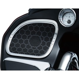 Kuryakyn 7385 Motorcycle Accent Accessory: Tri-Line Speaker Accents for 2015-19 Harley-Davidson Road Glide Motorcycles, Chrome, 1 Pair
