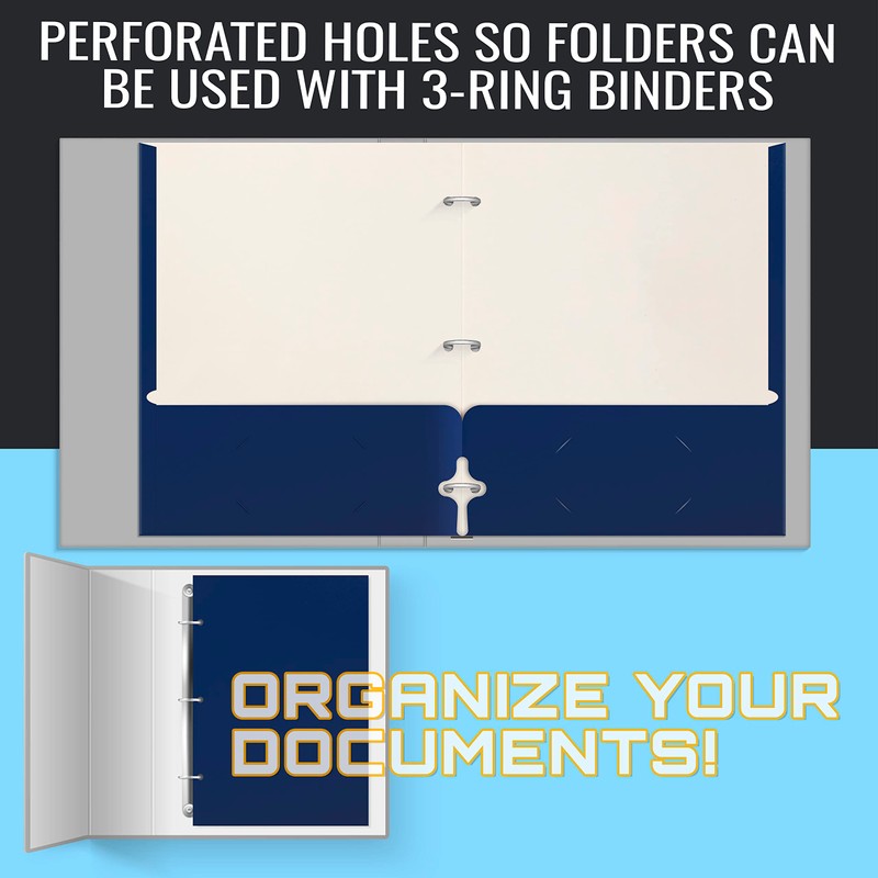 Better Office Products Two Pocket Portfolio Folders, 50-Pack, Blue, Letter