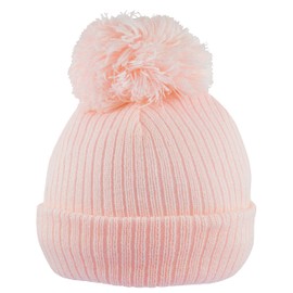 Faith & Sarah Kids Baby Pom Pom Hat Boy Girl - Fleece Lined Beanie Cap- Knitted Baby Bobble Hats Pink 6-12 Months