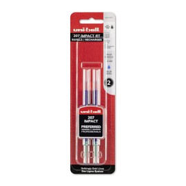 uni-ball 207 Impact RT Gel Pen Refills, Bold Point (1.0mm), Blue, 2 Count