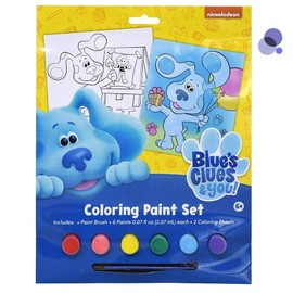Nickelodeon Blues Clues Kids Coloring Paint Set with 6 Colors, Paint Brush, and 2 Poster Sheets