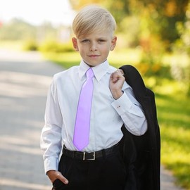 The Tie Co™ Premium Children’s Zipper Neck Tie – Adjustable Elasticated Tie for Kids, Boys & Girls – Easy-On Formal Wear Accessory - Lilac