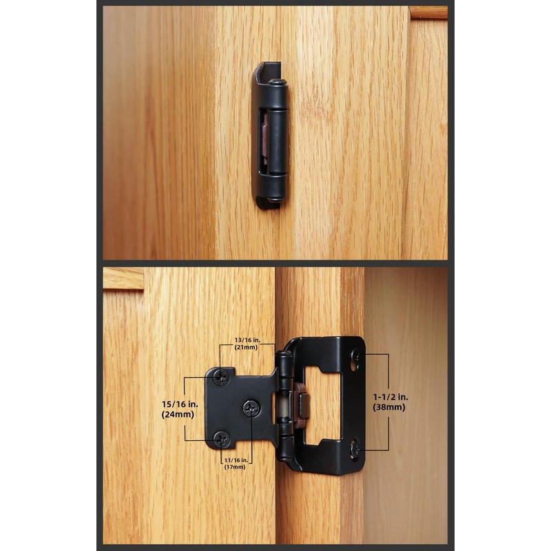 Decobasics 1/2" Overlay Semi Partial Wrap Around Kitchen Cabinet Hinges