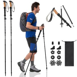 ISTATSO Portable Foldable Trekking Poles, 7075 Aluminum Adjustable Walking Sticks with Quick - Lock, Ideal for Hiking, Camping, and Mountain Trips (Set of 2)